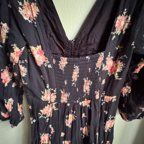 Free People Sea Glass Midi Dress Sweetheart Neckline Handkerchief Hem Boho - Picture 4 of 11